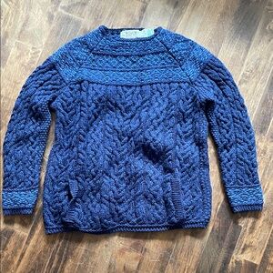 Aran Sweater Market Deep Blue Cable Knit Sweater